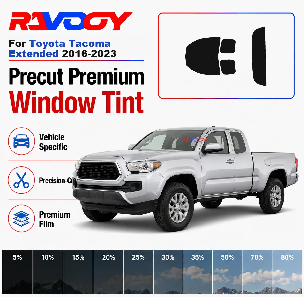 Premium Precut Window Tint Kit Front Windows Rear Windows Rear Windshield For Toyota Tacoma Extended 2016-2023 Nano Ceramic Film
Premium Precut Window Tint Kit Front Windows Rear Windows Rear Windshield For Toyota Tacoma Extended 2016-2023 Nano Ceramic Film