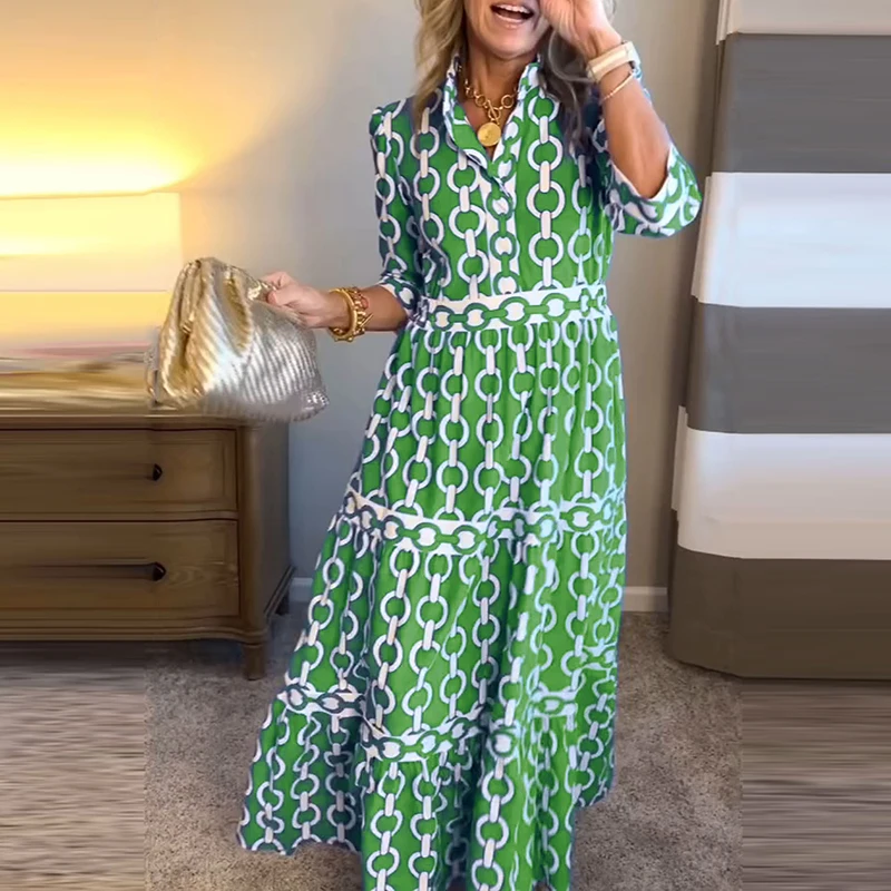 Vintage Pattern Print Loose Bohemian Dress Women Elegant V-neck Hight Waist Long Dress Casual Long Sleeve Pleated Party Dresses
Vintage Pattern Print Loose Bohemian Dress Women Elegant V-neck Hight Waist Long Dress Casual Long Sleeve Pleated Party Dresses