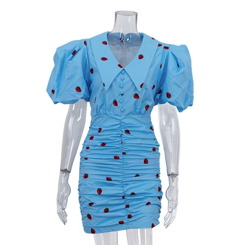 Fashion Print Wrinkle Hip Hugging Dresses Spring Women Puff Sleeve Lapel Slim Dress Autumn High Waist Zipper Pullover Mini Dress
Fashion Print Wrinkle Hip Hugging Dresses Spring Women Puff Sleeve Lapel Slim Dress Autumn High Waist Zipper Pullover Mini Dress