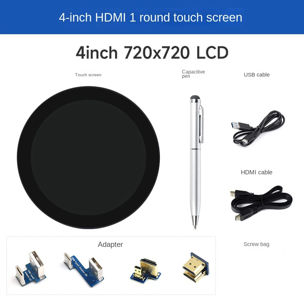 ABNRR Waveshare 4 Inches HDMI-Compatible Circular Capacitive Screen 720x720 Resolution IPS Display Panel 10 Point Touch Screen
ABNRR Waveshare 4 Inches HDMI-Compatible Circular Capacitive Screen 720x720 Resolution IPS Display Panel 10 Point Touch Screen