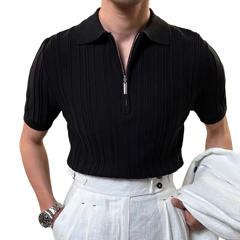 Men's Summer Zipper Polo Shirt Men's Retro Short Sleeve Thin Knitted Top British Gentleman's Premium Look Collar New T-shirt
Men's Summer Zipper Polo Shirt Men's Retro Short Sleeve Thin Knitted Top British Gentleman's Premium Look Collar New T-shirt