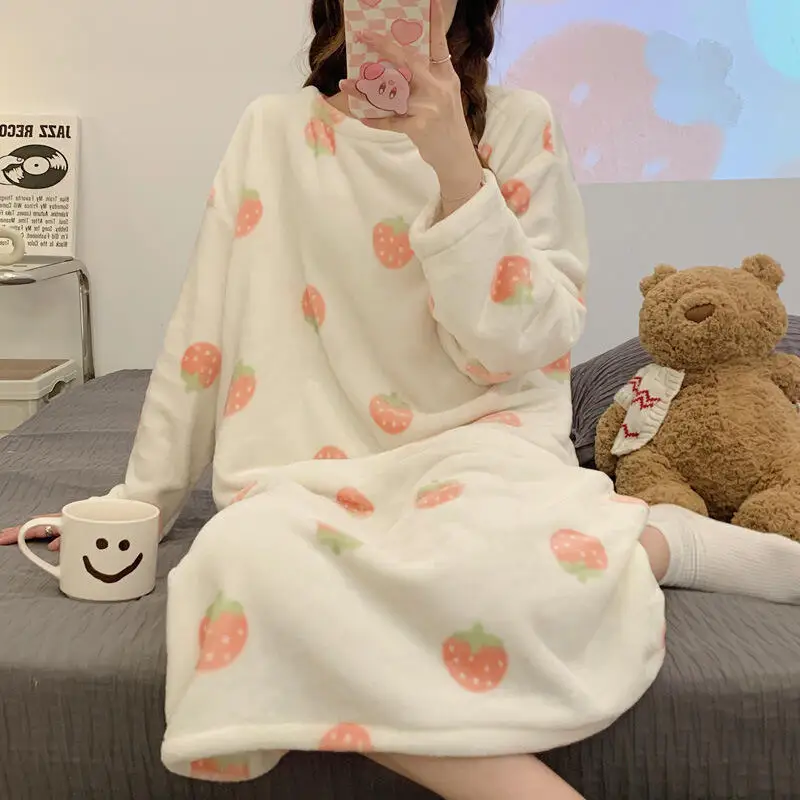 New Girl Winter Nightdress Cute Pajamas Keep Warm Thicken Homewear Coral Fleece Nightwear Woman Loungewear Flannel Sleepwear
New Girl Winter Nightdress Cute Pajamas Keep Warm Thicken Homewear Coral Fleece Nightwear Woman Loungewear Flannel Sleepwear