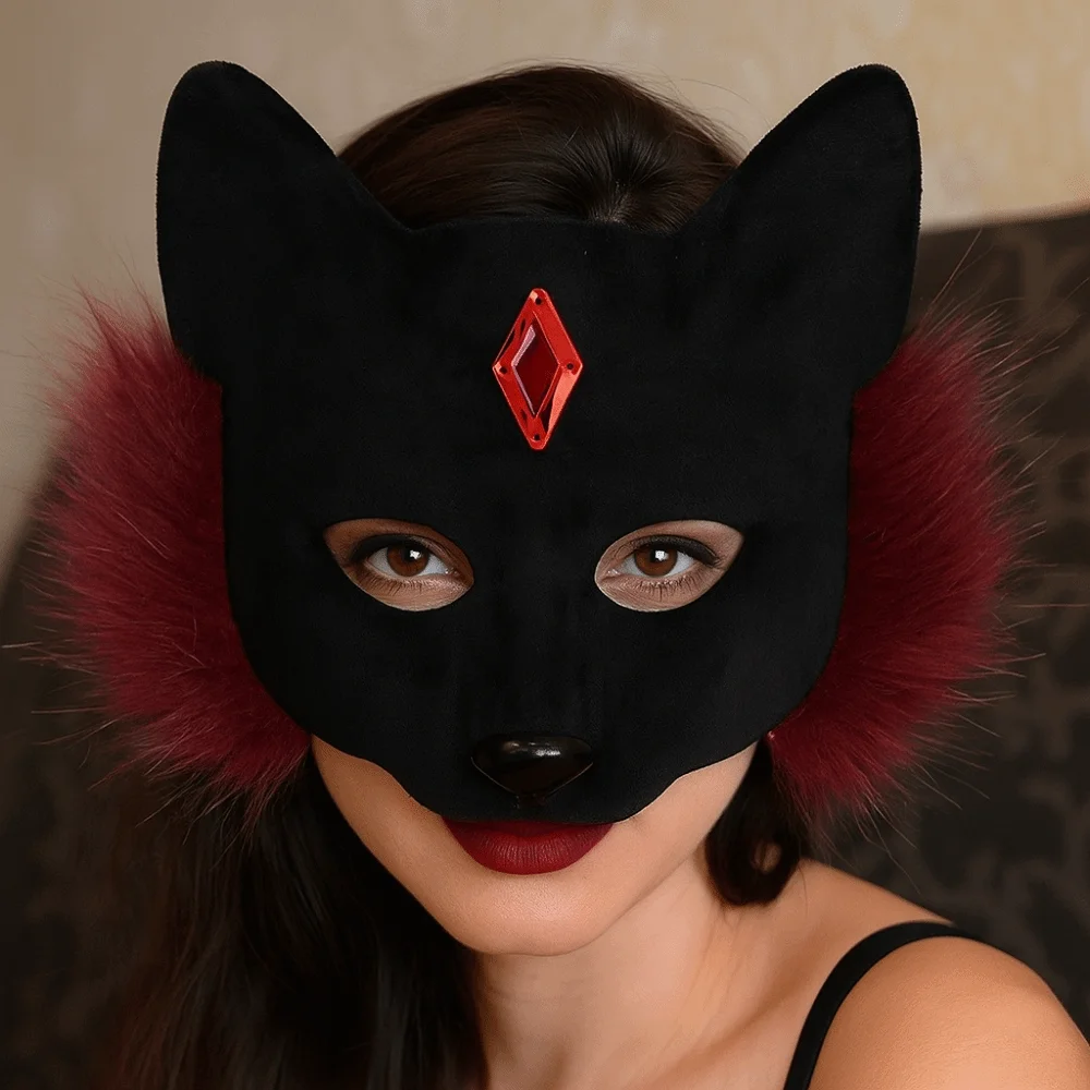 Fancy Funny Cat Face Masks Furry Animal Halloween Masquerade Mask Black Cosplay Half Face Mask Theater
Fancy Funny Cat Face Masks Furry Animal Halloween Masquerade Mask Black Cosplay Half Face Mask Theater