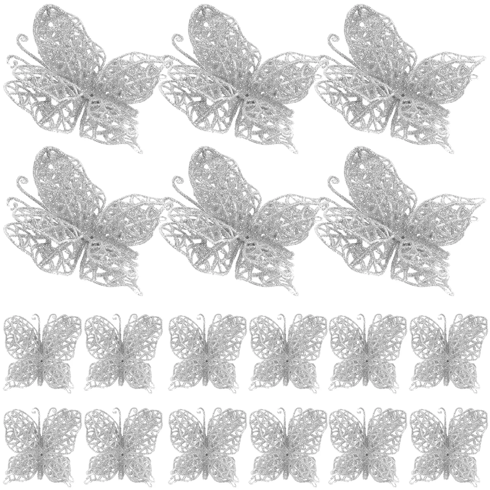 Christmas Decorations Wedding Glitter Butterflies Small Silver Plastic Ornaments
Christmas Decorations Wedding Glitter Butterflies Small Silver Plastic Ornaments