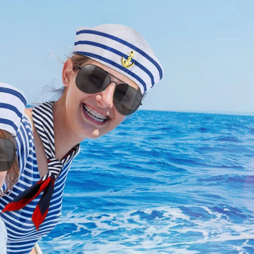 Blue White Stripe Captain Hat Scarf Set Sailor Hats 58cm Circumference Mens Adults Nautical Party Costume Accessories
Blue White Stripe Captain Hat Scarf Set Sailor Hats 58cm Circumference Mens Adults Nautical Party Costume Accessories