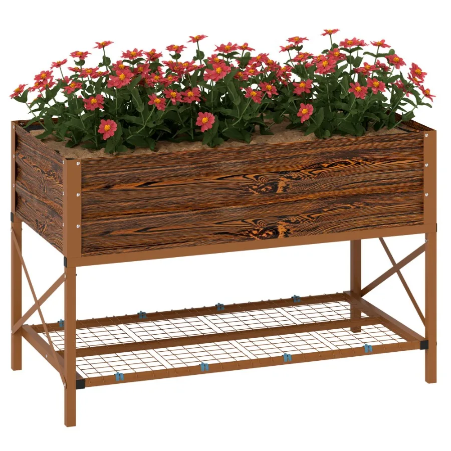 40 x 20 x 10 Galvanized Steel Raised Garden Bed Metal Garden Bed with Storage Shelf Dark Brown
40 x 20 x 10 Galvanized Steel Raised Garden Bed Metal Garden Bed with Storage Shelf Dark Brown