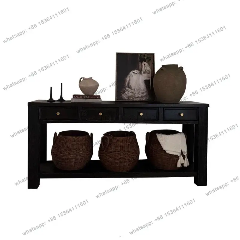 French retro porch table black living room corridor case decorative cabinet
French retro porch table black living room corridor case decorative cabinet