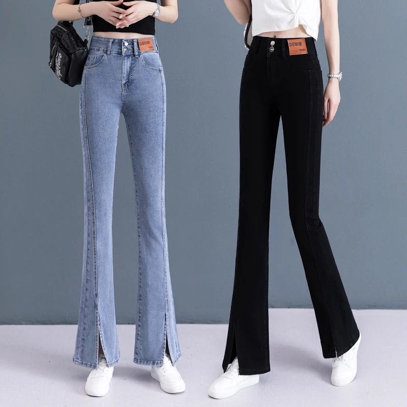 High Waist Slimming Bell Bottom Jeans Women's Fashion Split Cotton Stretch Denim Spring Autumn Versatile Wide Leg Pants
High Waist Slimming Bell Bottom Jeans Women's Fashion Split Cotton Stretch Denim Spring Autumn Versatile Wide Leg Pants