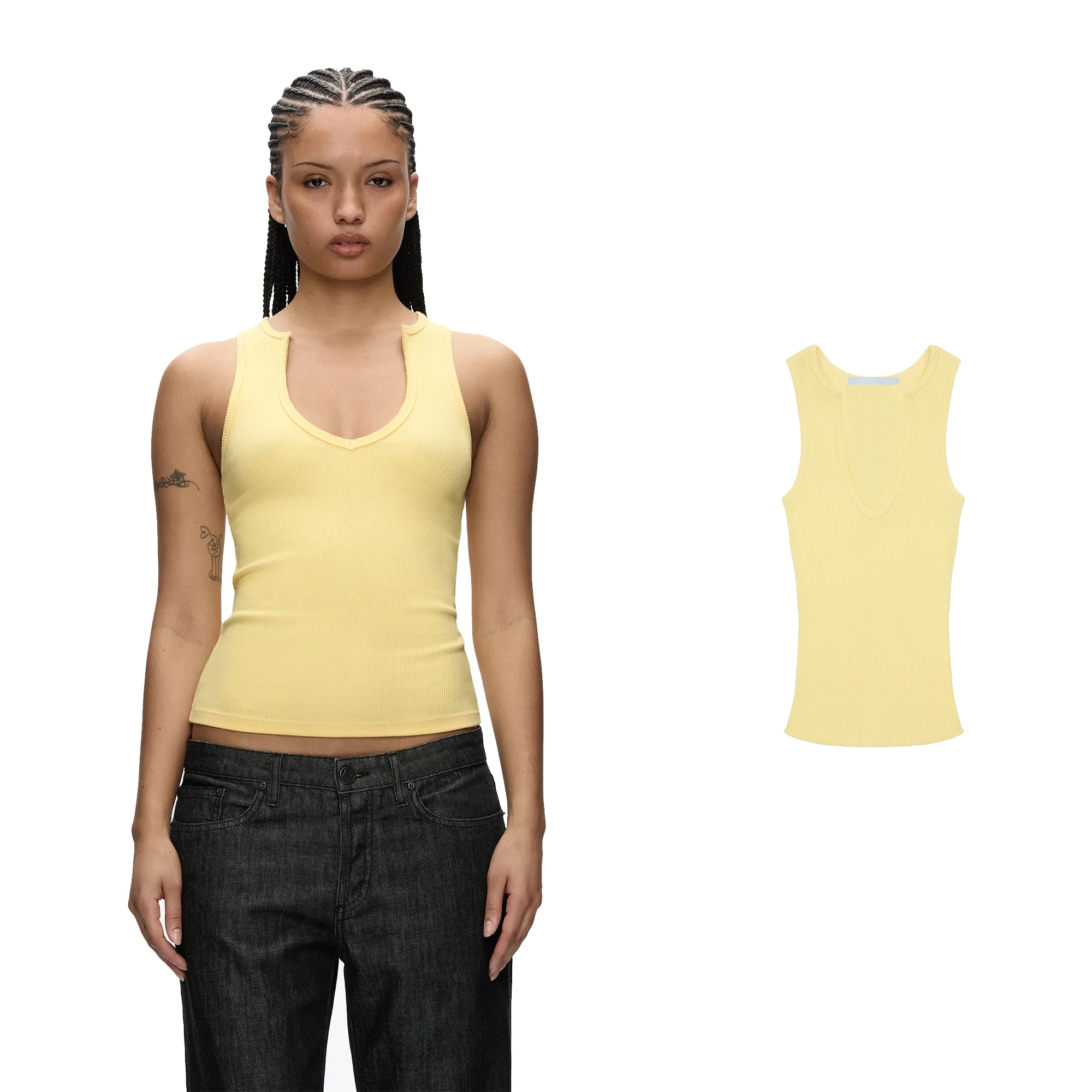 Tank Top with Raw Edge Design and Ribbed Fabric, V-Neck Ribbed Tank Top, High Elasticity, Slim Fit, Wide Shoulder Straps, Versatile in Multiple Colors, Suitable for Outerwear or as a Base Layer
Tank Top with Raw Edge Design and Ribbed Fabric, V-Neck Ribbed Tank Top, High Elasticity, Slim Fit, Wide Shoulder Straps, Versatile in Multiple Colors, Suitable for Outerwear or as a Base Layer