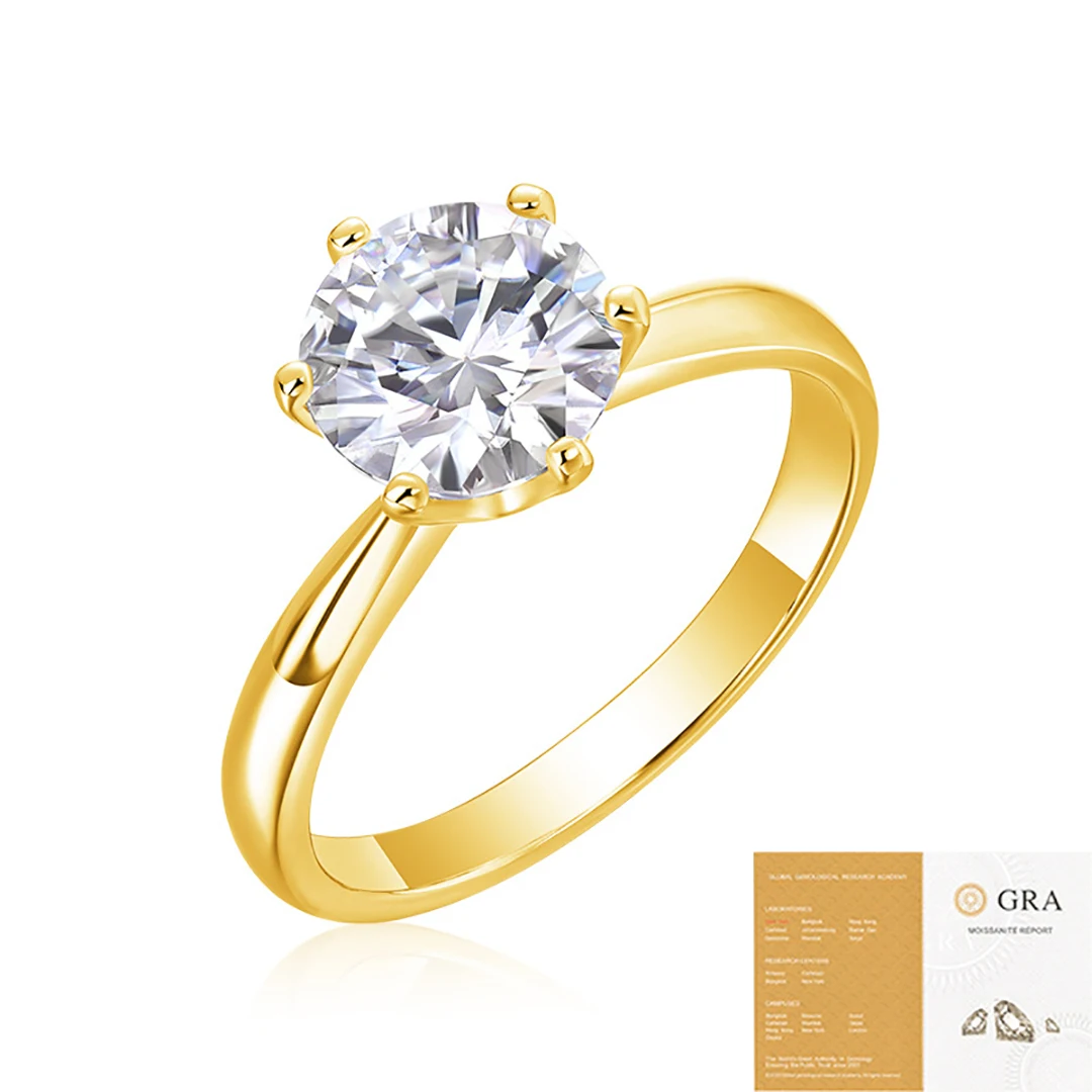 S925 silver gold-plated women's ring with six claws and 1CT Mozambique diamond, non fading and non allergic, wedding ring
S925 silver gold-plated women's ring with six claws and 1CT Mozambique diamond, non fading and non allergic, wedding ring