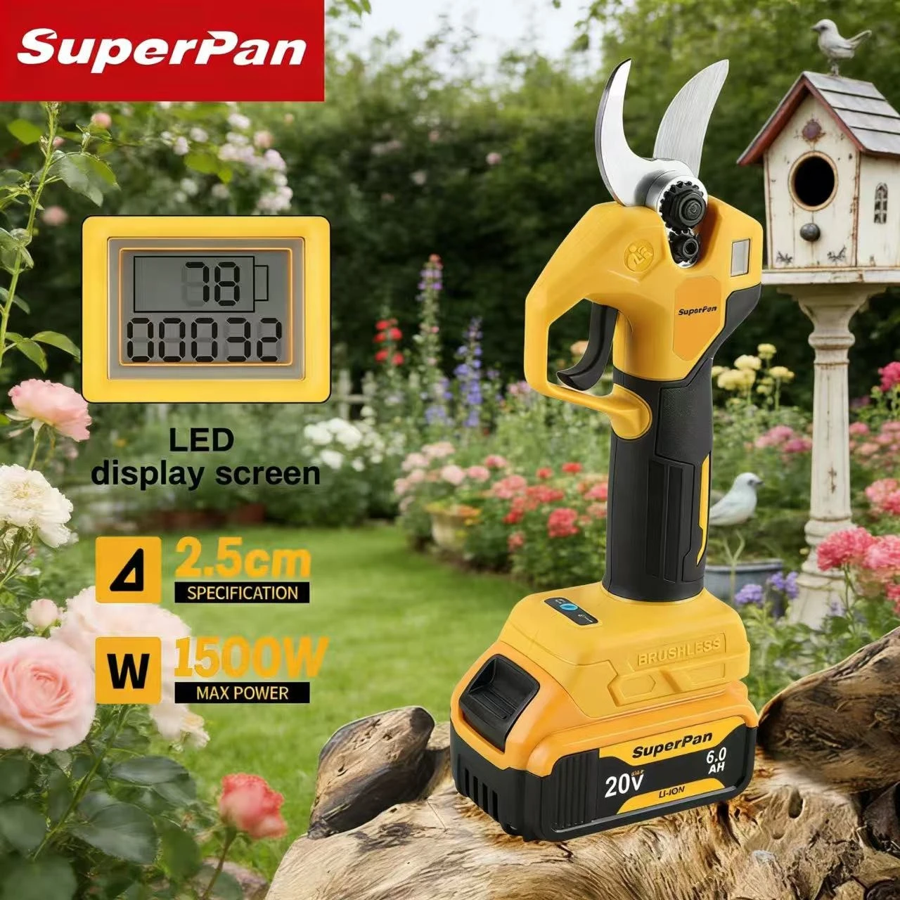 SuperPan Fast-Cut Pruner electric scissors high-power for branch trimming garden pruning yard work for dewalt 20V battery pin
SuperPan Fast-Cut Pruner electric scissors high-power for branch trimming garden pruning yard work for dewalt 20V battery pin