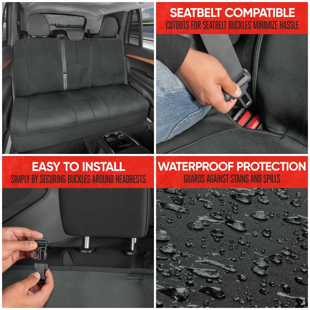 SpillGuard Водонепроницаемый чехол на заднее автомобильное сиденье, черная строчка — неопреновая подкладка, разделенная защита для скамейки для детей и собак
SpillGuard Водонепроницаемый чехол на заднее автомобильное сиденье, черная строчка — неопреновая подкладка, разделенная защита для скамейки для детей и собак
