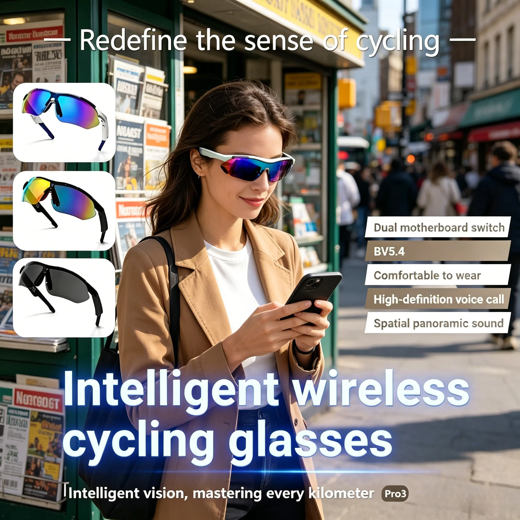 Men Women Cycling Smart Sunglasses AI Voice Assistant Bluetooth Audio UV400 Waterproof Eyewear
Men Women Cycling Smart Sunglasses AI Voice Assistant Bluetooth Audio UV400 Waterproof Eyewear