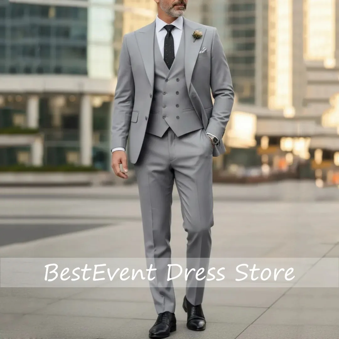 Men Suit Gray 3 Piece Solid With Lapel For Wedding Groom Party Prom Birthday Business Work Set Jacket Vest With Pants Customized
Men Suit Gray 3 Piece Solid With Lapel For Wedding Groom Party Prom Birthday Business Work Set Jacket Vest With Pants Customized