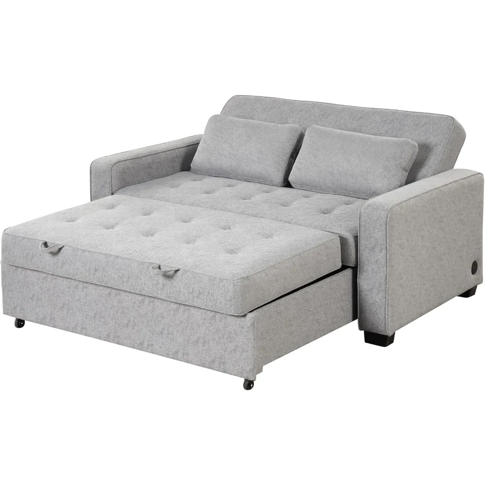 65.7" Linen Upholstered Sleeper Bed, Pull Out Sofa Bed Couch Attached Two Throw Pillows
65.7" Linen Upholstered Sleeper Bed, Pull Out Sofa Bed Couch Attached Two Throw Pillows
