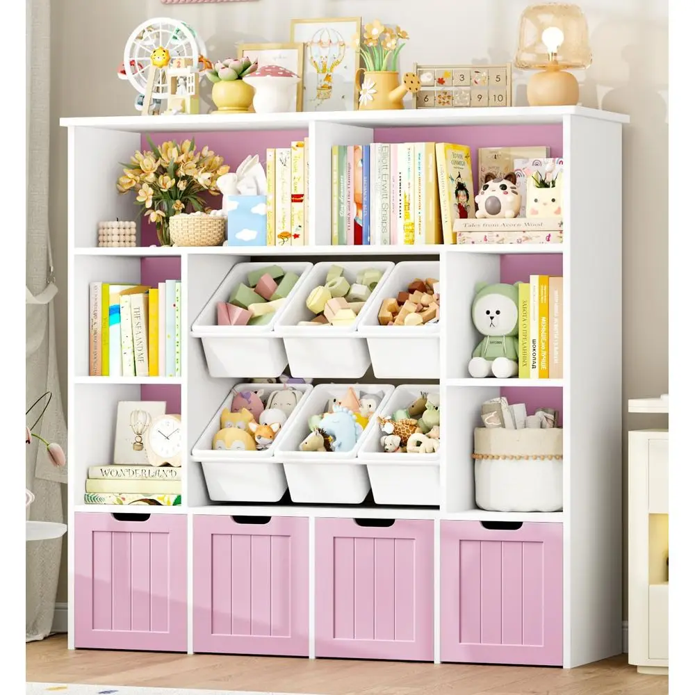 6-Bin Toy Organizer with 4 Wheels and 6 Cubbies, Kids Playroom Storage, Pink
6-Bin Toy Organizer with 4 Wheels and 6 Cubbies, Kids Playroom Storage, Pink