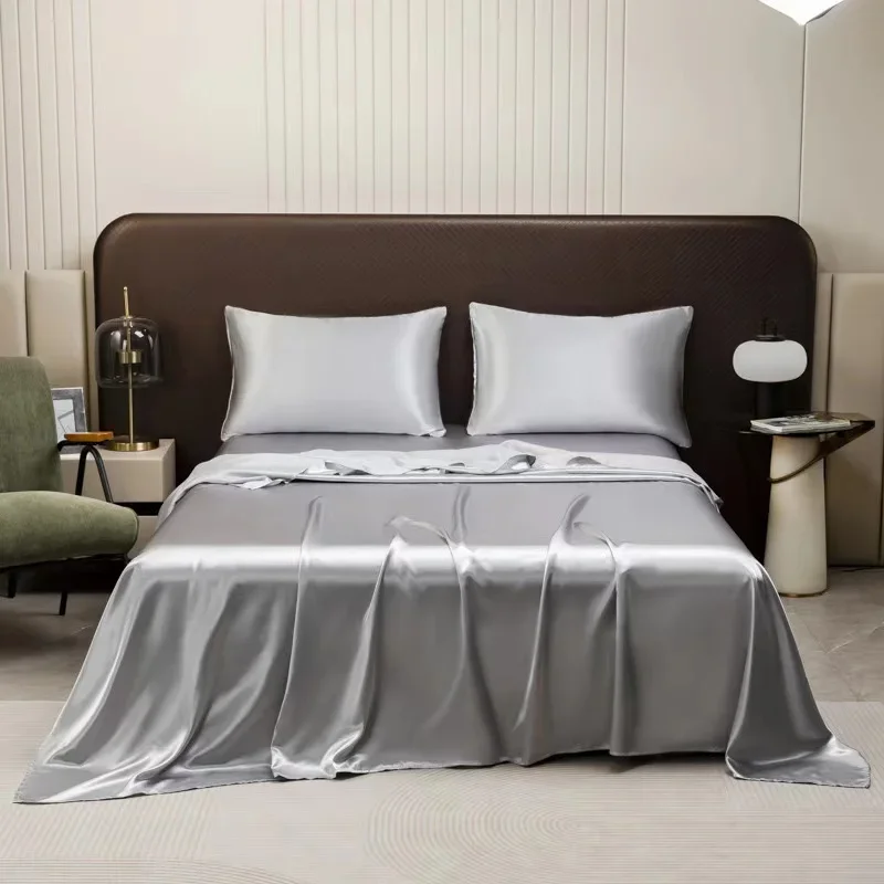 Satin Washed Silk Hotel Home Textiles Bed Covers King Bed Sheet Mattress Protector Silver Plain Bedding Set
Satin Washed Silk Hotel Home Textiles Bed Covers King Bed Sheet Mattress Protector Silver Plain Bedding Set