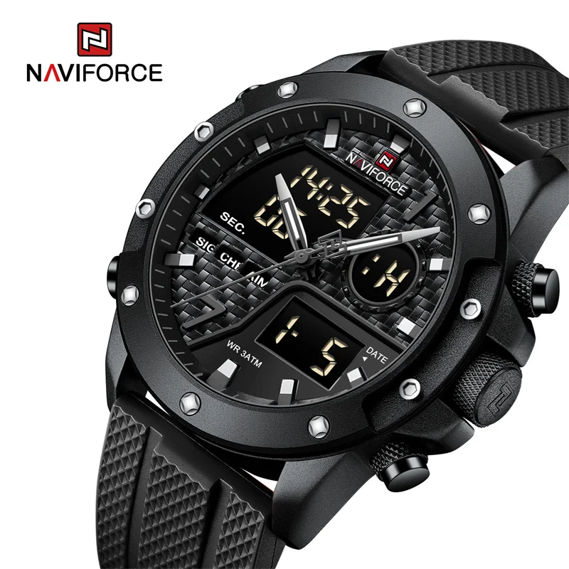 

NAVIFORCE New Men's Sports Watch LED Digital Clock Top Brand Luxury Male Fashion TPU Strap Waterproof Military Quartz Wristwatch