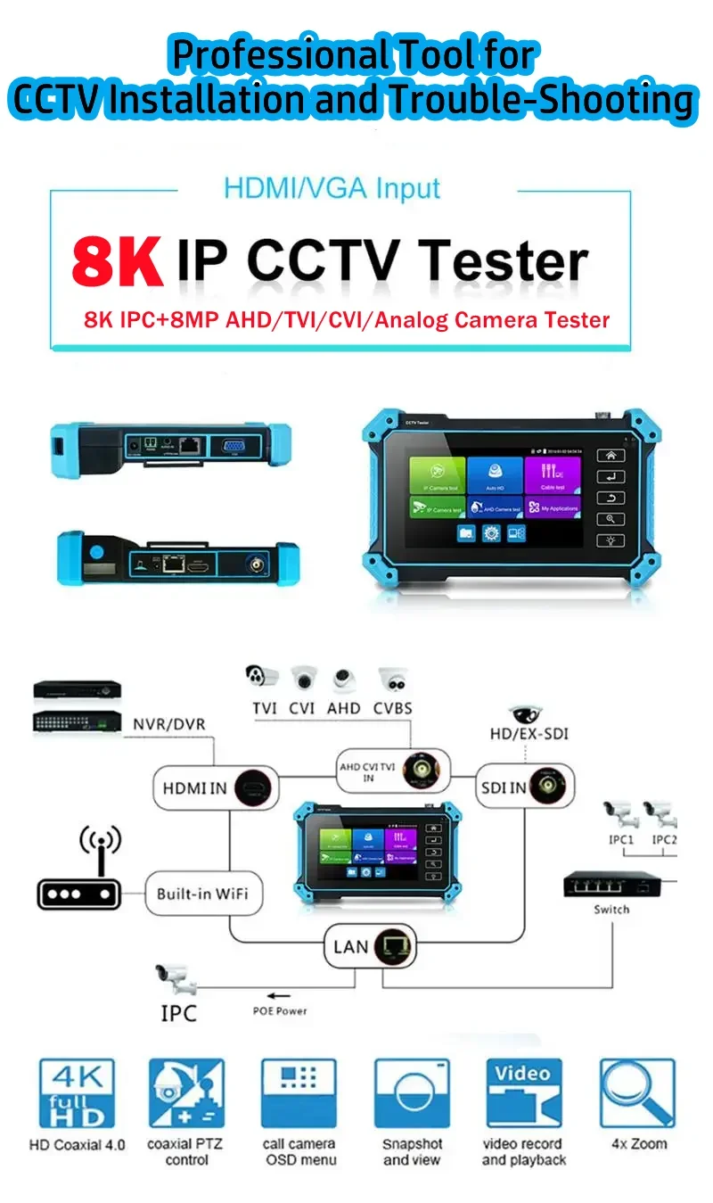 8K тестер IP-камеры тестер видеонаблюдения POE RJ45 тестер AHD TVI CVI портативный монитор IP-камера инструмент тестирования 5100/5200
8K тестер IP-камеры тестер видеонаблюдения POE RJ45 тестер AHD TVI CVI портативный монитор IP-камера инструмент тестирования 5100/5200
