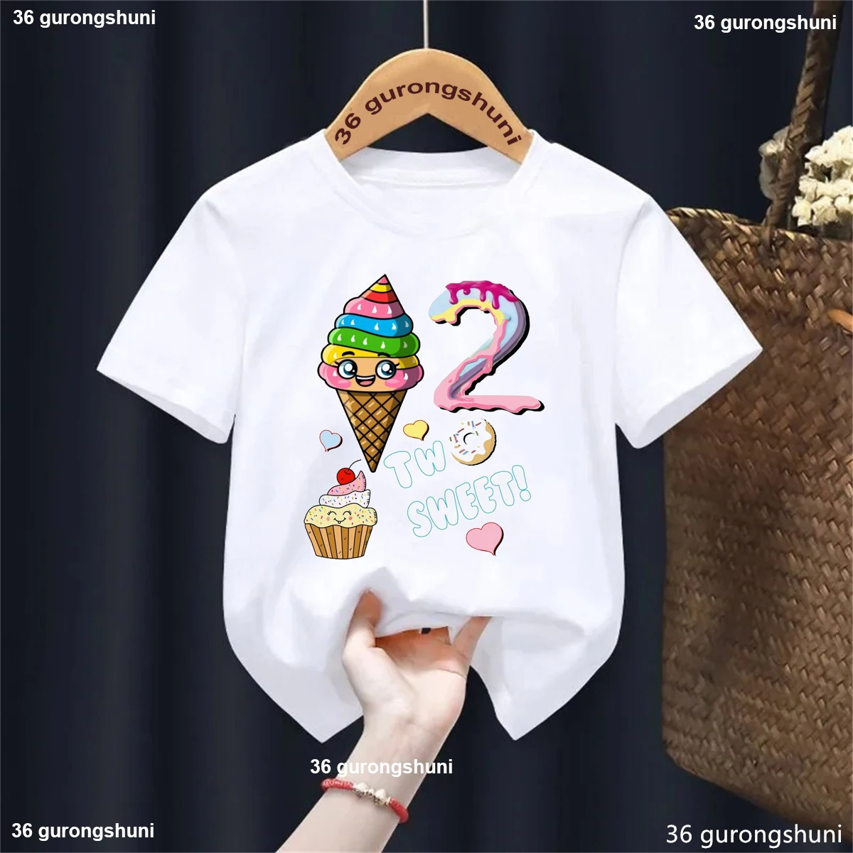 Two Sweet Donut Ice Cream Printed T Shirt Girls 2nd Birthday Gift Kids Clothes Harajuku Kawaii White/Black/Pink T-Shirt
Two Sweet Donut Ice Cream Printed T Shirt Girls 2nd Birthday Gift Kids Clothes Harajuku Kawaii White/Black/Pink T-Shirt