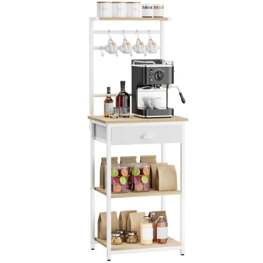 5 Tier Coffee Bar Station, Coffee Stand with Fabric Drawers, 8 S-Shaped Hooks, Corner Bar Cabinet, Height Adjustable, Bakers Ra
5 Tier Coffee Bar Station, Coffee Stand with Fabric Drawers, 8 S-Shaped Hooks, Corner Bar Cabinet, Height Adjustable, Bakers Ra