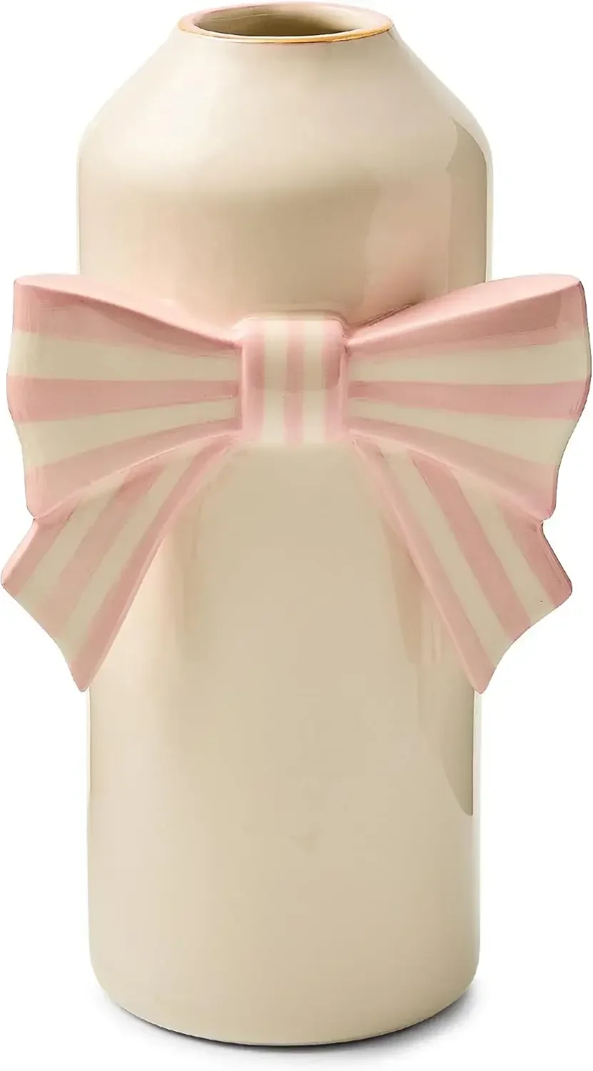 Pink White Rosy Bow Unique Ceramic Vase Living Room Table Flower Decor
Pink White Rosy Bow Unique Ceramic Vase Living Room Table Flower Decor