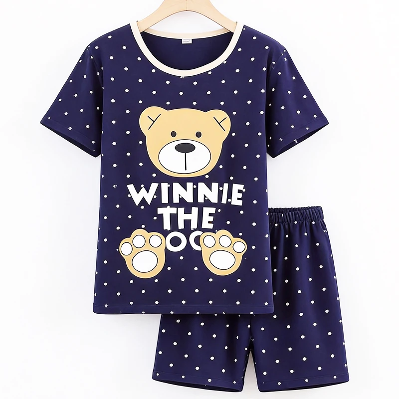 Short Sleeved Sleepwear Homewear Women's Summer Shorts Thin Ladies Pajamas New Korean Version Cute Home Suit Set
Short Sleeved Sleepwear Homewear Women's Summer Shorts Thin Ladies Pajamas New Korean Version Cute Home Suit Set