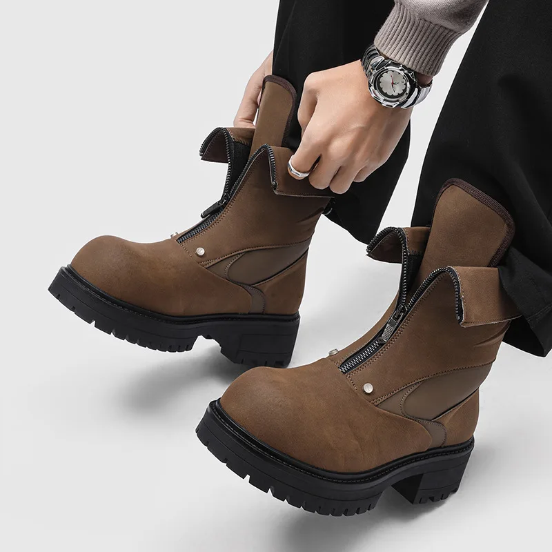 Mens 2026 High Top Motorcycle Boots Chunky Platform Lace-Up Zipper Round Toe British Style Comfortable Breathable Casual Trendy
Mens 2026 High Top Motorcycle Boots Chunky Platform Lace-Up Zipper Round Toe British Style Comfortable Breathable Casual Trendy