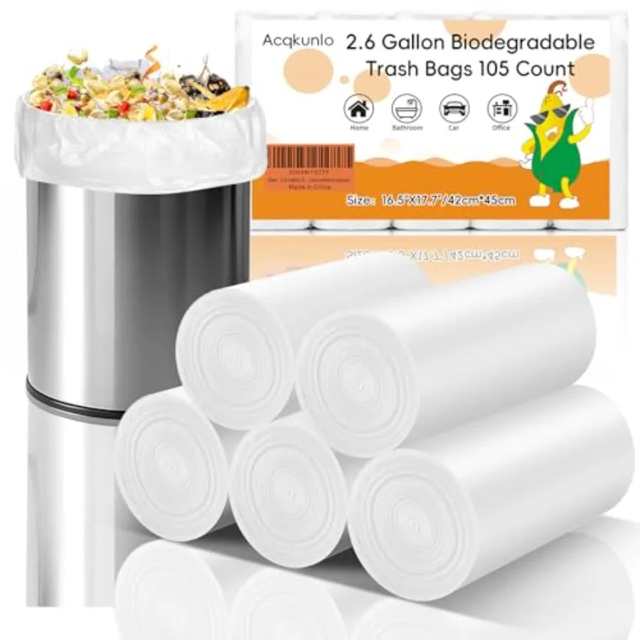 2.6 Gallon Small White Trash-Bag biodegradable - Mini compostable Garbage Bags bathroom For Bathroom Kitchen Office Car Can 105
2.6 Gallon Small White Trash-Bag biodegradable - Mini compostable Garbage Bags bathroom For Bathroom Kitchen Office Car Can 105