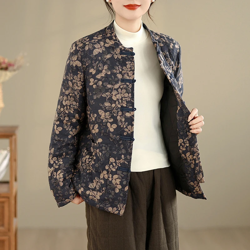 High-End Cotton Linen Large Size Women's Jaet round Ne Buttoned Cotton Filled Traditional Chinese Sle Coat Long Sve
High-End Cotton Linen Large Size Women's Jaet round Ne Buttoned Cotton Filled Traditional Chinese Sle Coat Long Sve