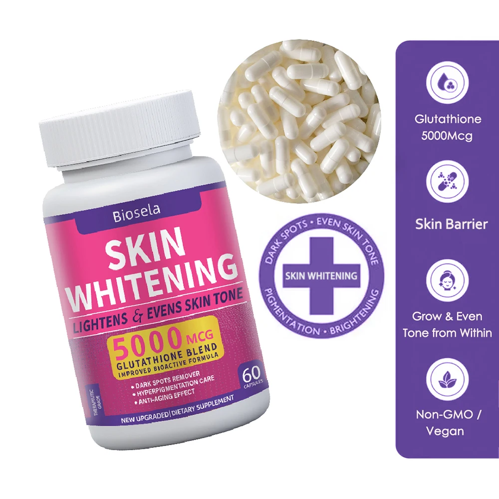 L-Gluathione Whitening Pills Skin Whitening Capsule 5000mcg Glutathione Skin Lightening Supplement - Dark Spots, Melasma Remover
L-Gluathione Whitening Pills Skin Whitening Capsule 5000mcg Glutathione Skin Lightening Supplement - Dark Spots, Melasma Remover