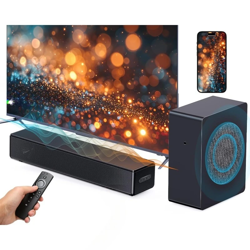 2.1 ch Soundbar with subwoofer, Dolby Digital 200W Sound Bars TV Speaker Home Theater Audio Surround Sound System
2.1 ch Soundbar with subwoofer, Dolby Digital 200W Sound Bars TV Speaker Home Theater Audio Surround Sound System