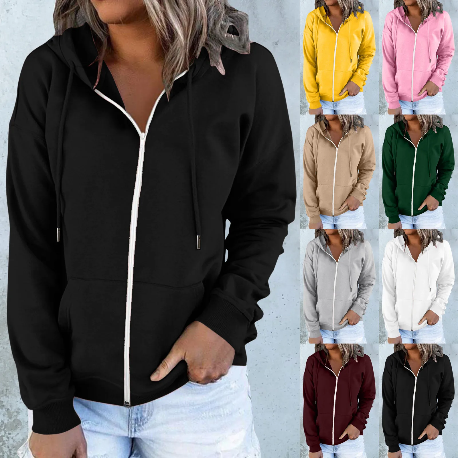 Women Daily Casual Hooded With Pocket Solid Simple Loose Sweatshirts Pullover Long Sleeve Drawstring Coat Hoodies Sweatshirt
Women Daily Casual Hooded With Pocket Solid Simple Loose Sweatshirts Pullover Long Sleeve Drawstring Coat Hoodies Sweatshirt