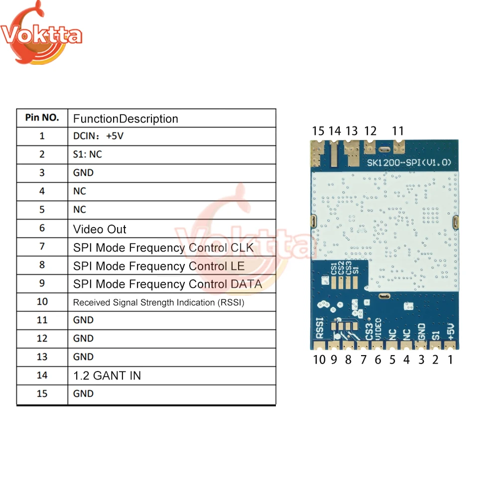 SK1200-SPI 1.2G/1.3G/1.7G FPV Image Transmission Module 1080MHz-1700MHz Wireless Analog Audio Video Transmission Receiver Module
SK1200-SPI 1.2G/1.3G/1.7G FPV Image Transmission Module 1080MHz-1700MHz Wireless Analog Audio Video Transmission Receiver Module