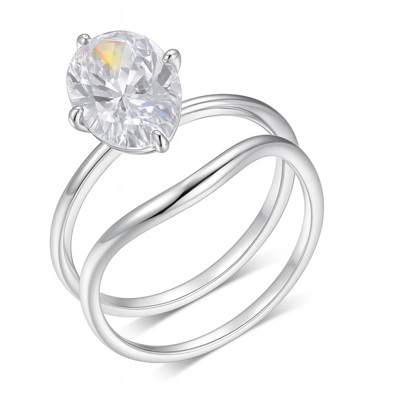 ZFSILVER s925 Silver Luxury Color D 4.5ct Moissanite Double Wear Simple Oval Ring Charms Women Wedding Party Jewelry Gift MR0177
ZFSILVER s925 Silver Luxury Color D 4.5ct Moissanite Double Wear Simple Oval Ring Charms Women Wedding Party Jewelry Gift MR0177