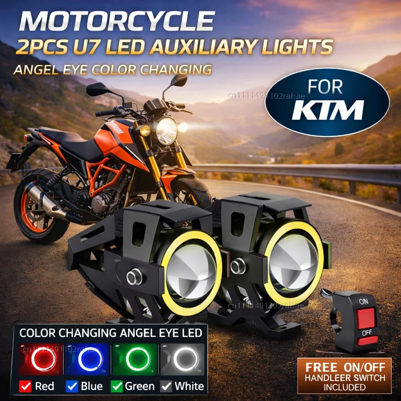 Waterproof Motorcycle LED Headlight 3000LMW U7 Motorbike LED Driving Fog Spot Light with Switch For KTM Duke 390 1290 790 890
Waterproof Motorcycle LED Headlight 3000LMW U7 Motorbike LED Driving Fog Spot Light with Switch For KTM Duke 390 1290 790 890