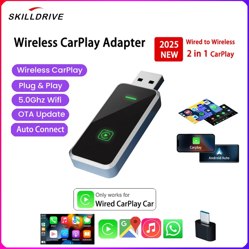 SKILLDRIVE Wireless Carplay Adapter Android Auto 2 in 1 Smart Mini Box WIFI BT Auto Connect for Toyota Volvo Benz MG Kia MAZDA
SKILLDRIVE Wireless Carplay Adapter Android Auto 2 in 1 Smart Mini Box WIFI BT Auto Connect for Toyota Volvo Benz MG Kia MAZDA