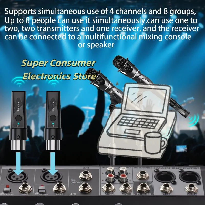 2.4GHz Wireless XLR Microphone System – Transmitter & Receiver Kit for Professional Camera Audio,Plug&Play,High-Fidelity Sound
2.4GHz Wireless XLR Microphone System – Transmitter & Receiver Kit for Professional Camera Audio,Plug&Play,High-Fidelity Sound