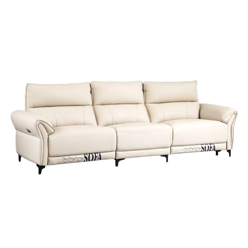 Cream style living room simple leather three-person straight row combination electric sofa
Cream style living room simple leather three-person straight row combination electric sofa