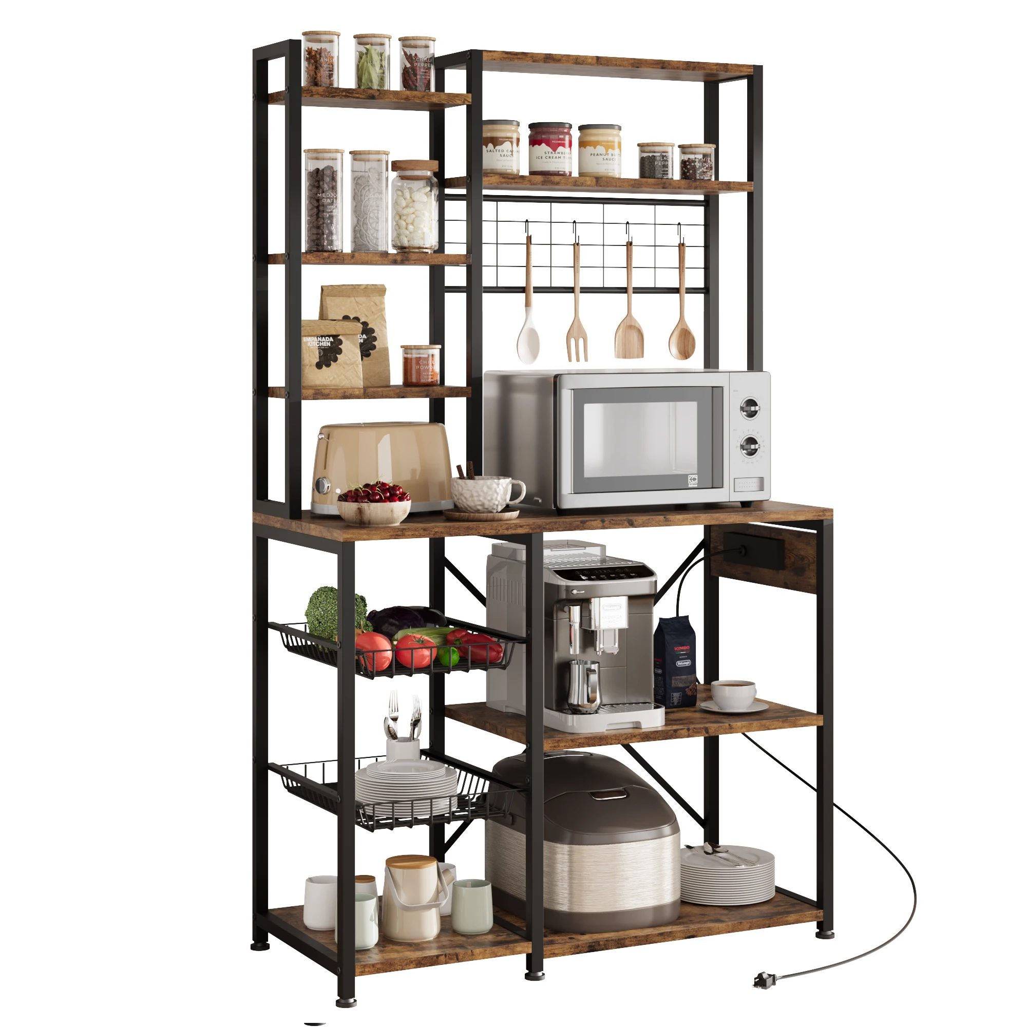 7 Tier Bakers Rack with Power Outlet, Microwave Stand, Industrial Coffee Bar Station Kitchen Bakers Rack for Spice Pots Organize
7 Tier Bakers Rack with Power Outlet, Microwave Stand, Industrial Coffee Bar Station Kitchen Bakers Rack for Spice Pots Organize