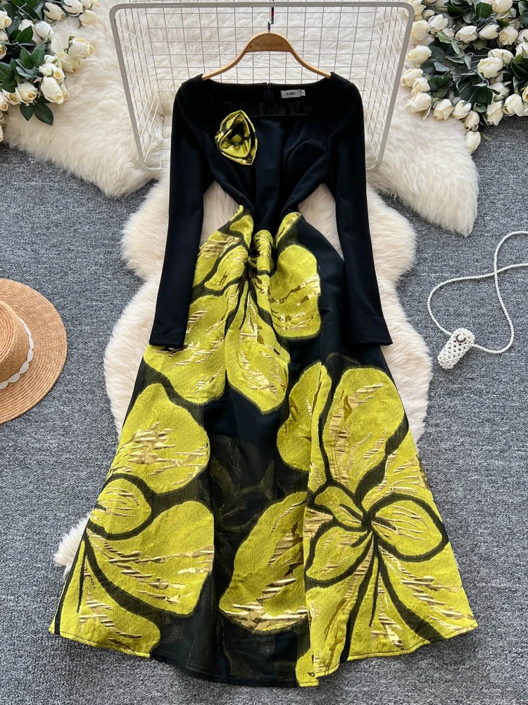 Elegant Lady's Long Sleeve Square Collar Dress with Large Flounce A-Line Silhouette Splicing Technique High Waist Design Summ...
Elegant Lady's Long Sleeve Square Collar Dress with Large Flounce A-Line Silhouette Splicing Technique High Waist Design Summ...