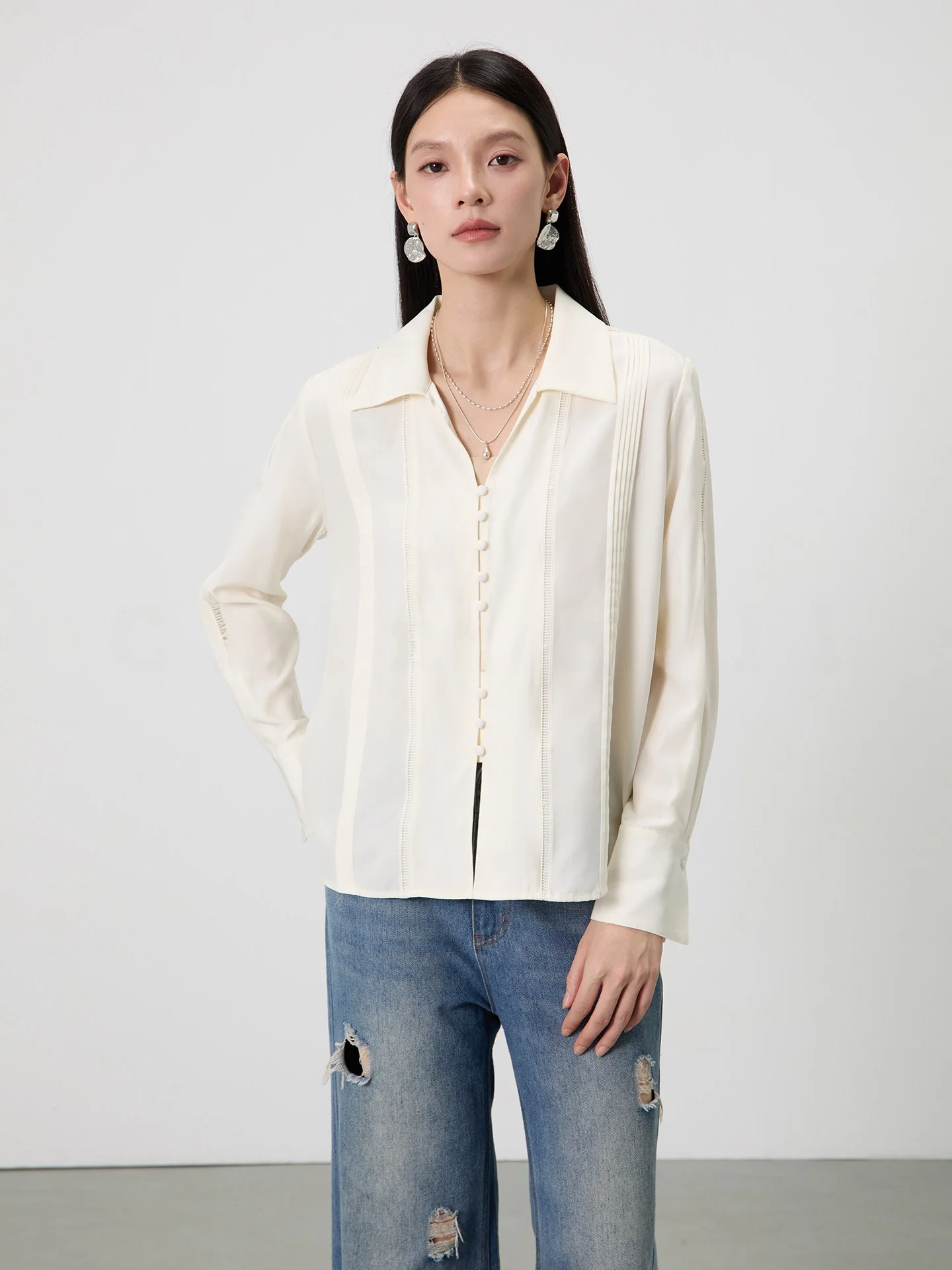 Silk Shirt 22 Momme Silk Charmeuse Loose Fit Long Sleeve Casual Top French Style Youth And Middle-aged Women's Fashion
Silk Shirt 22 Momme Silk Charmeuse Loose Fit Long Sleeve Casual Top French Style Youth And Middle-aged Women's Fashion