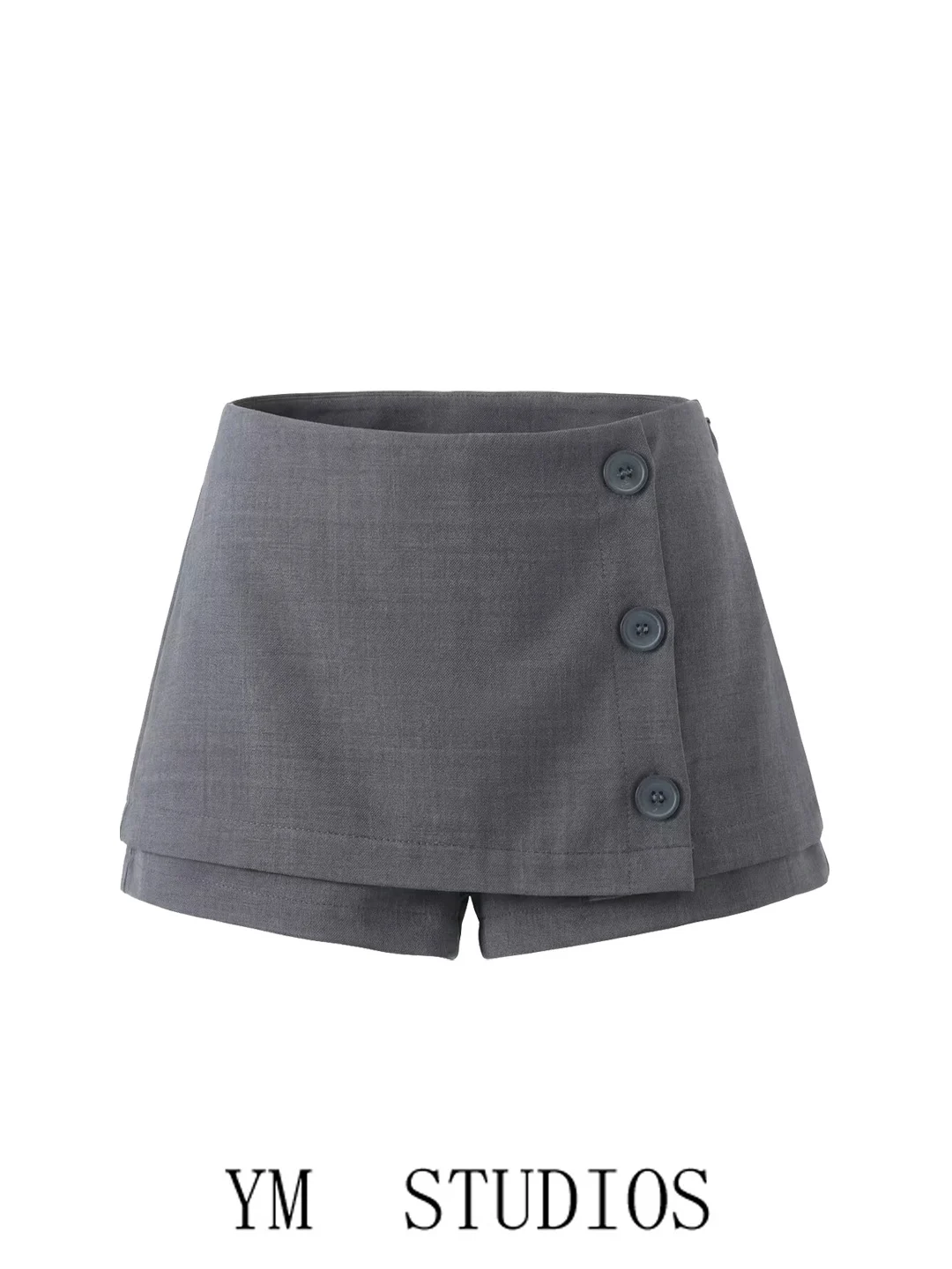 Gray American Retro Button A-Line Split Half Skirt Professional High Waist Polyester Short Skirt Pants for Women
Gray American Retro Button A-Line Split Half Skirt Professional High Waist Polyester Short Skirt Pants for Women