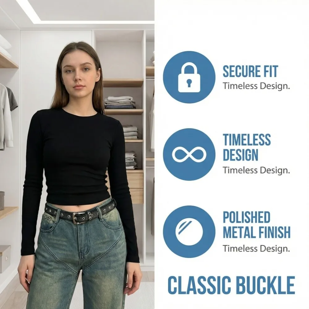 Luxury Star Hollowed Pin Buckle Retro Jeans Belt Wide Korean Style Metal Buckle Belts Y2k Harajuku Denim Belt Lady
Luxury Star Hollowed Pin Buckle Retro Jeans Belt Wide Korean Style Metal Buckle Belts Y2k Harajuku Denim Belt Lady