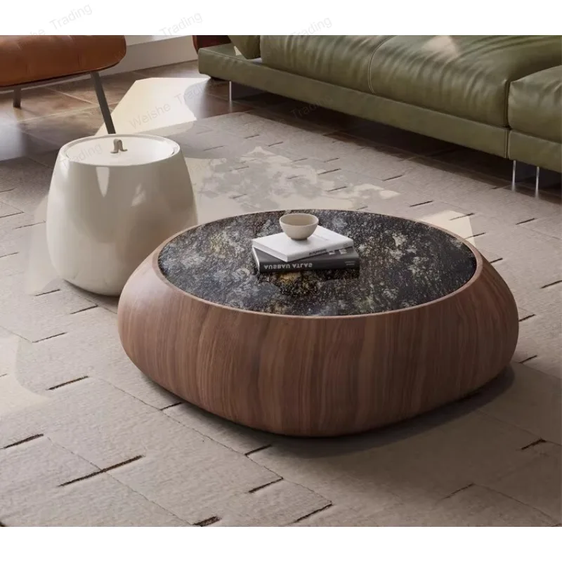 Natural luxury stone coffee table combination household living room medieval high-end round walnut leather
Natural luxury stone coffee table combination household living room medieval high-end round walnut leather