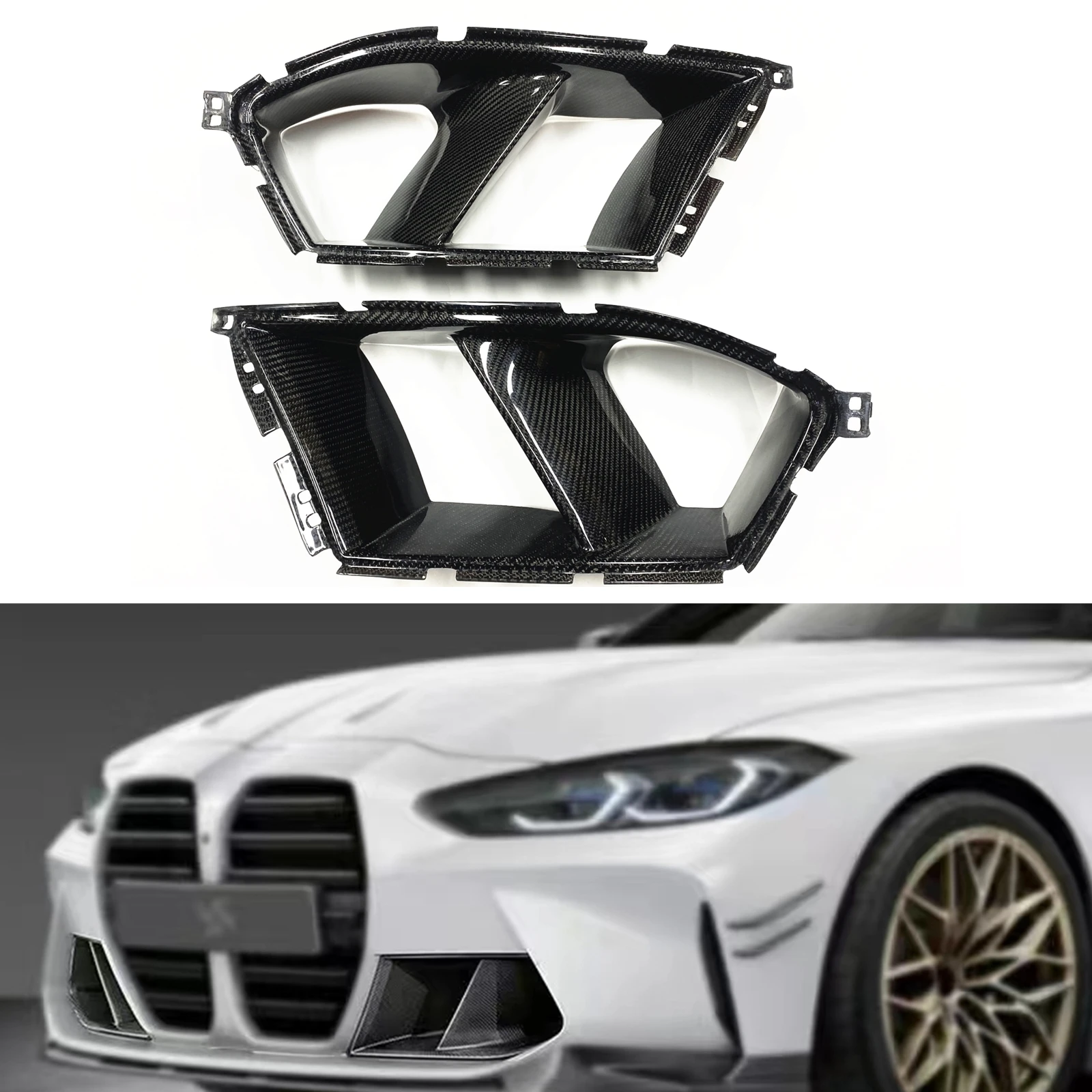For BMW G80 M3 G82 G83 M4 2021-2025 Carbon Fiber Front Bumper Air Vent Trim Fog Light Cover Side Hood Outlet Intake Grille Frame
For BMW G80 M3 G82 G83 M4 2021-2025 Carbon Fiber Front Bumper Air Vent Trim Fog Light Cover Side Hood Outlet Intake Grille Frame