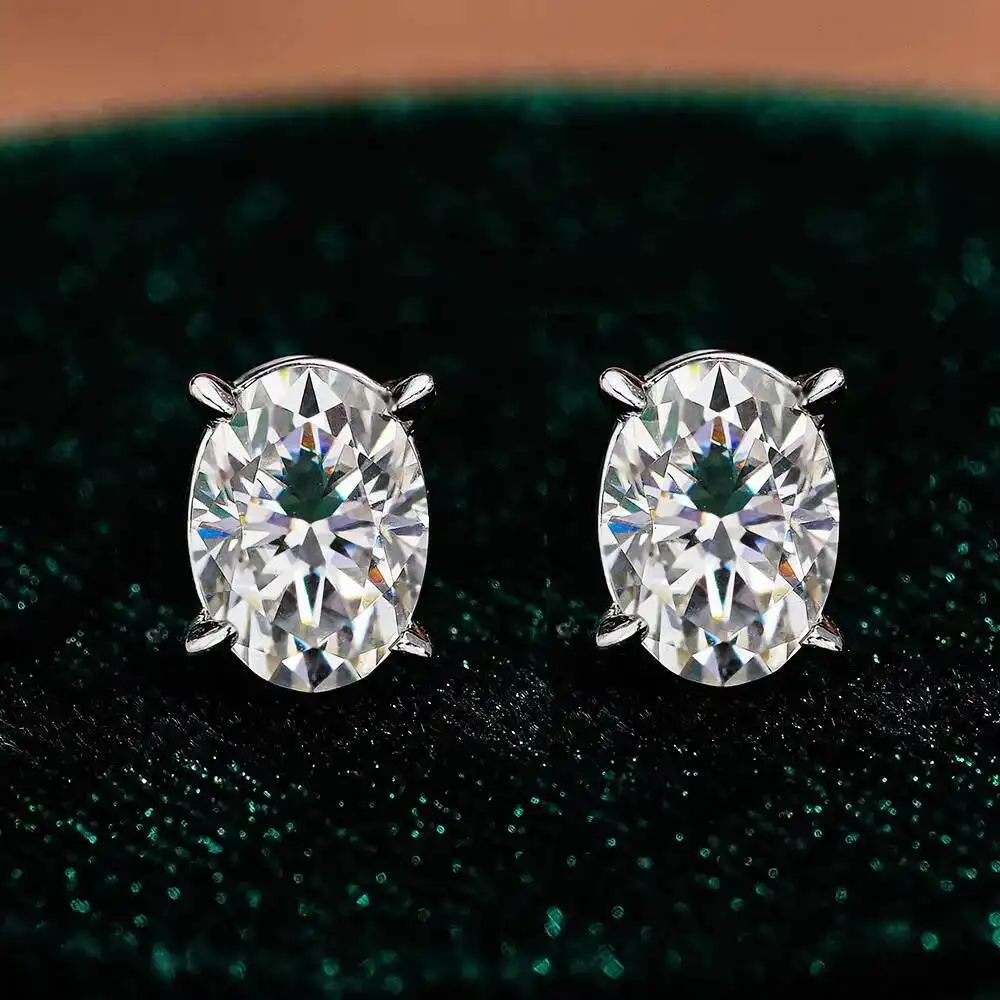 Custom VVS Oval Cut Moissanite Earrings 18K Platinum Plated 925 Sterling Silver for Women Engagement Jewelry
Custom VVS Oval Cut Moissanite Earrings 18K Platinum Plated 925 Sterling Silver for Women Engagement Jewelry