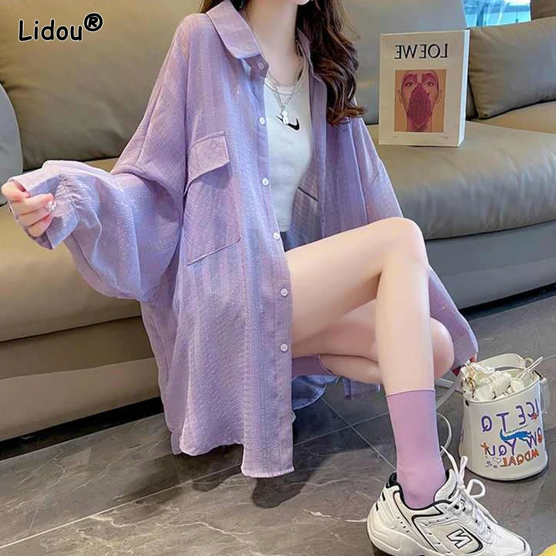 Turn-down Collar Blouses Solid Button Pockets Women's Clothing Loose Simplicity Comfortable Fashion Casual Spring Summer Thin
Turn-down Collar Blouses Solid Button Pockets Women's Clothing Loose Simplicity Comfortable Fashion Casual Spring Summer Thin