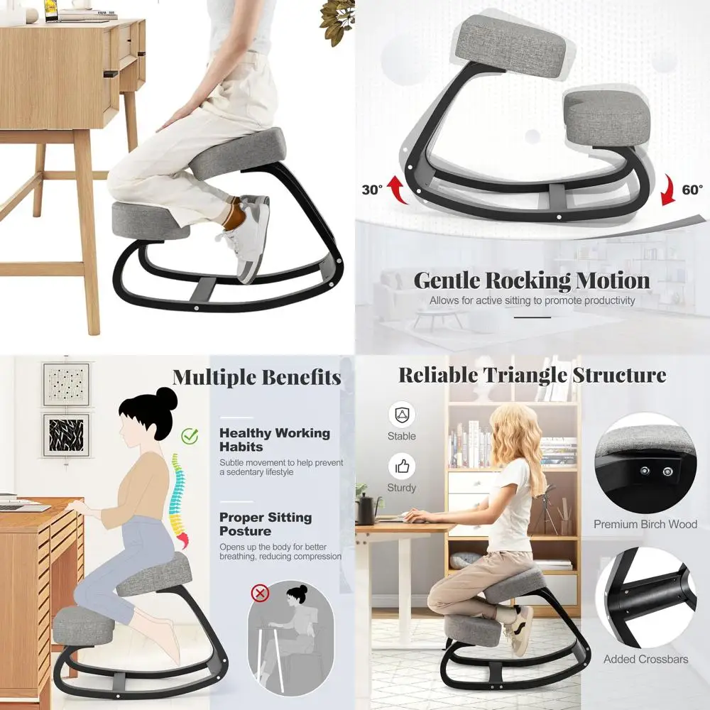 Эргономичный деревянный стул на коленях с подушкой для улучшения осанки и облегчения боли, идеально подходит для домашнего офиса
Эргономичный деревянный стул на коленях с подушкой для улучшения осанки и облегчения боли, идеально подходит для домашнего офиса