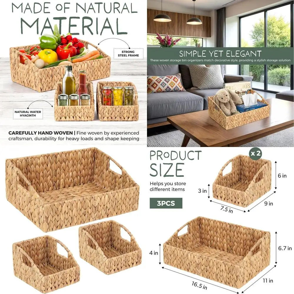 Handwoven Set of 3 Natural Wicker Baskets for Home Storage and Organization
Handwoven Set of 3 Natural Wicker Baskets for Home Storage and Organization